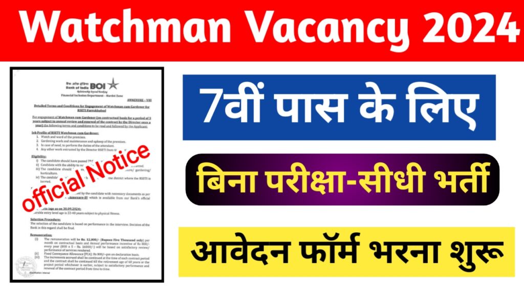 Watchman Vacancy 2024